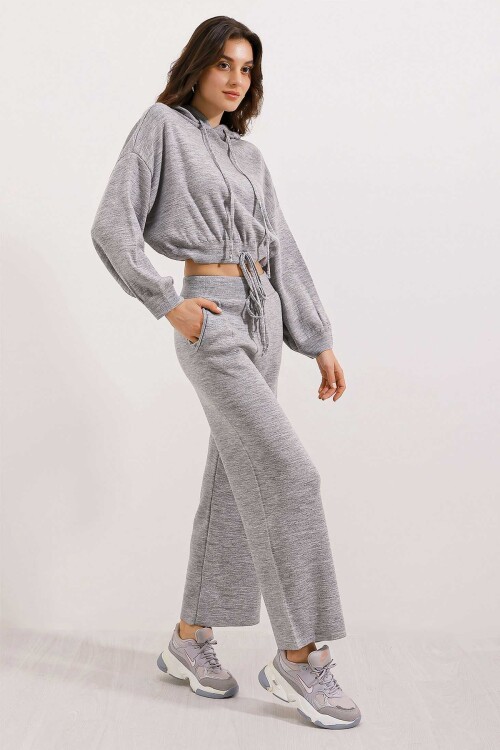 Merterium 15845 Kapüşonlu Oversize İkili Takım - Gri