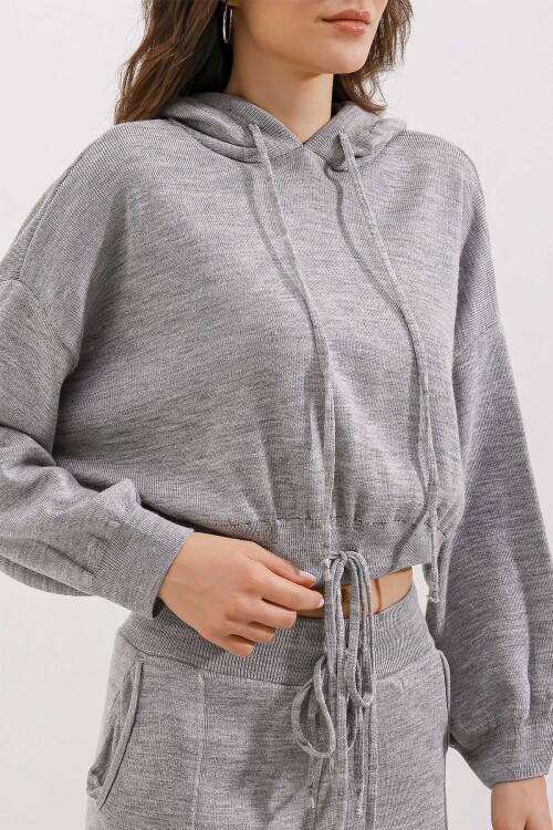 Merterium 15845 Kapüşonlu Oversize İkili Takım - Gri