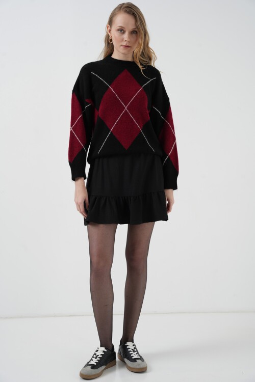 Merterium 1884 Örme Siyah Mini Etek