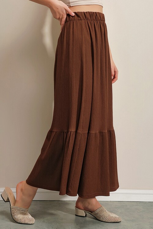 Merterium 1886 Uzun Örme Etek - Kahverengi