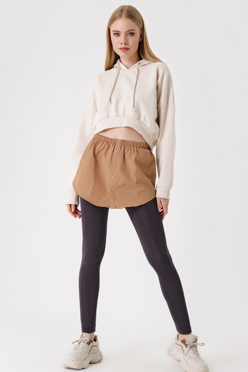 Merterium 1888 Sweatshirt Ve Kazak Altı Gömlek Etek - Camel