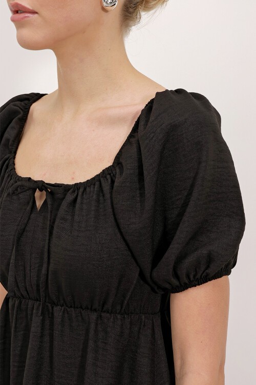 Merterium 2351 Kloş Poplin Elbise - A.Siyah