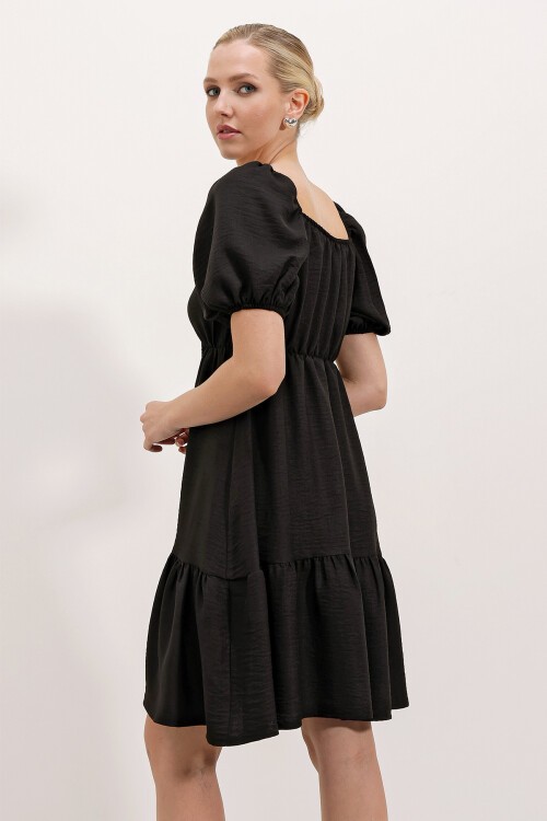 Merterium 2351 Kloş Poplin Elbise - A.Siyah