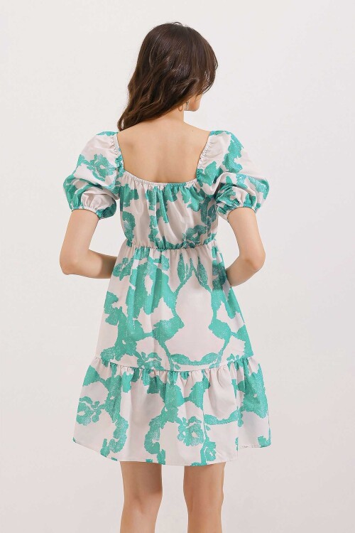 Merterium 2351 Kloş Poplin Elbise - D. Mint