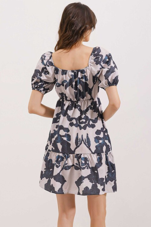 Merterium 2351 Kloş Poplin Elbise - D. Siyah