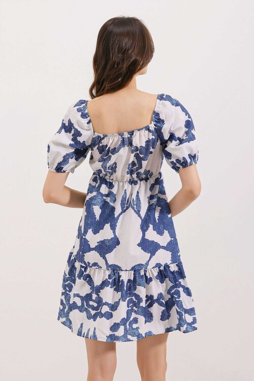 Merterium 2351 Kloş Poplin Elbise - D.Lacivert