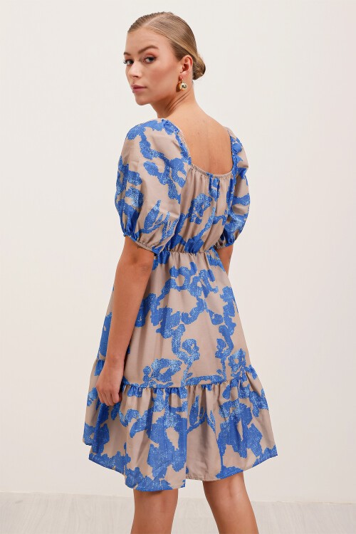 Merterium 2351 Kloş Poplin Elbise - D.Mavi