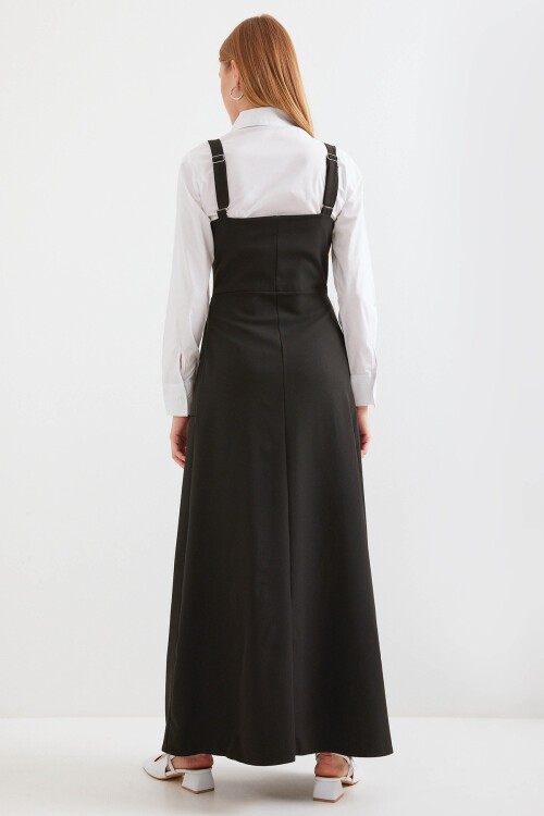 Merterium 2490 Uzun Salopet Elbise - Siyah