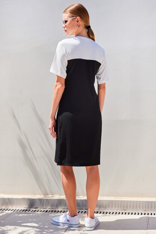 Merterium 2505 Yazlık Örme Elbise - Siyah