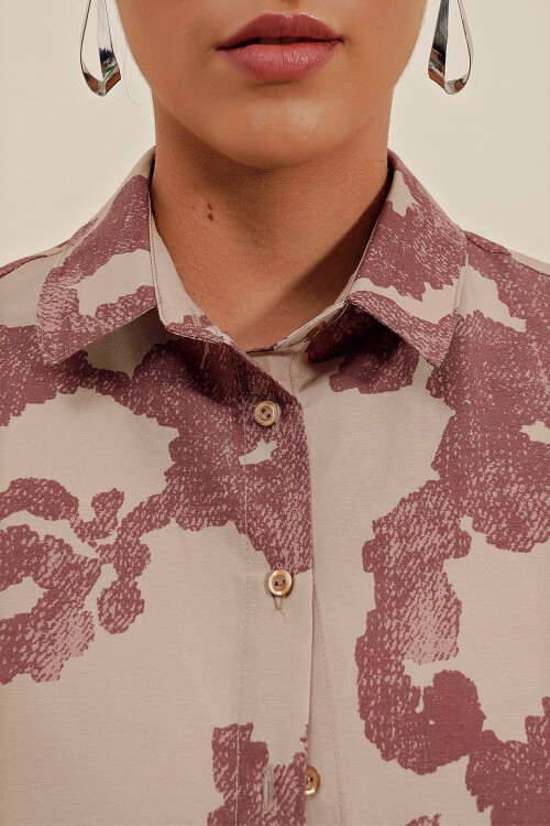 Merterium 3900 Oversize Uzun Basic Gömlek - D.Gül Kurusu