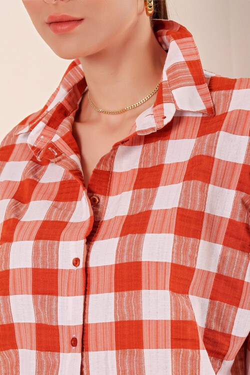 Merterium 3900 Oversize Uzun Basic Gömlek - Taba