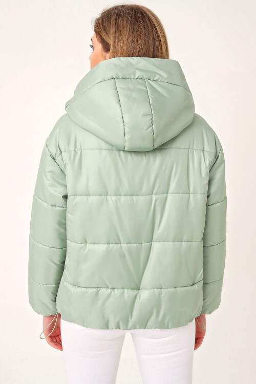 Merterium 5117 Kapşonlu Şişme Mont - Mint