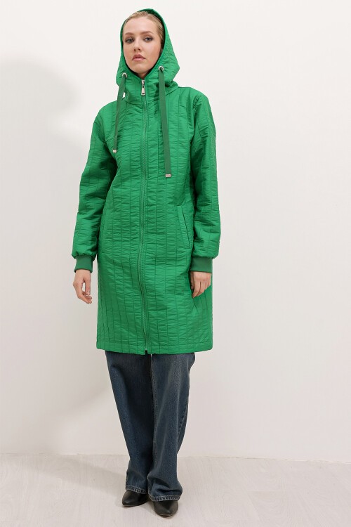 Merterium 5138 Kapitone Uzun Mont - C.Yeşil