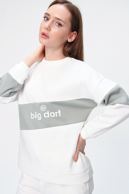 Merterium 55338 Bigdart Baskılı Sweat - Çağla