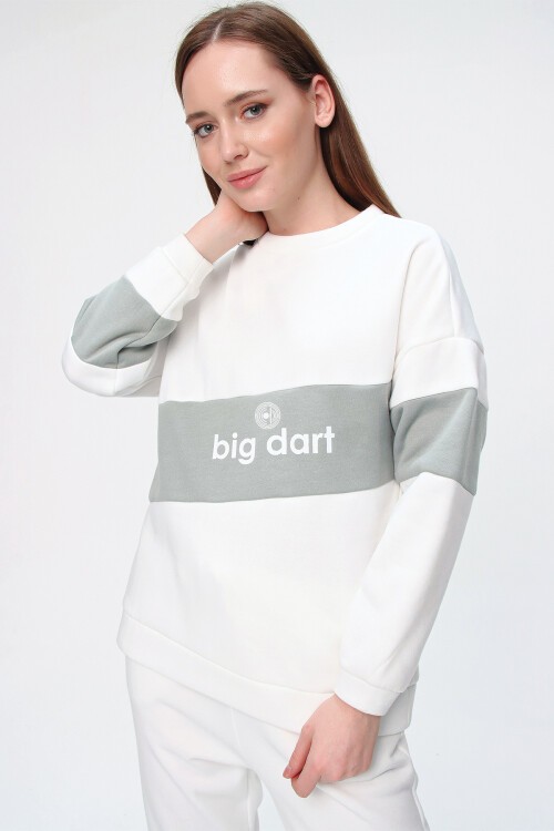 Merterium 55338 Bigdart Baskılı Sweat - Çağla