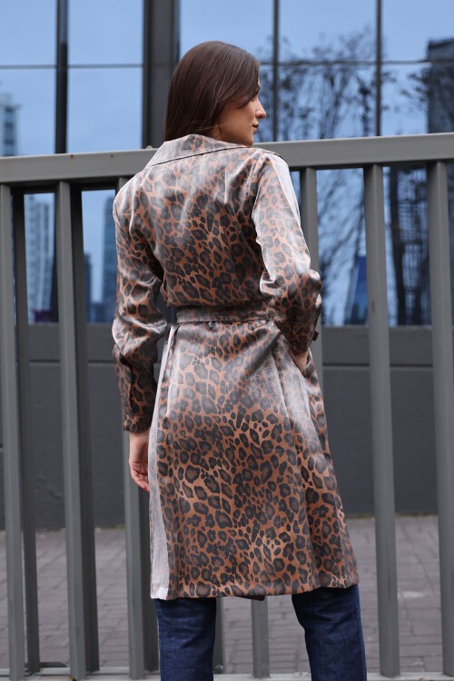 Merterium 5853 Kruvaze Yaka Trençkot - M. Taba