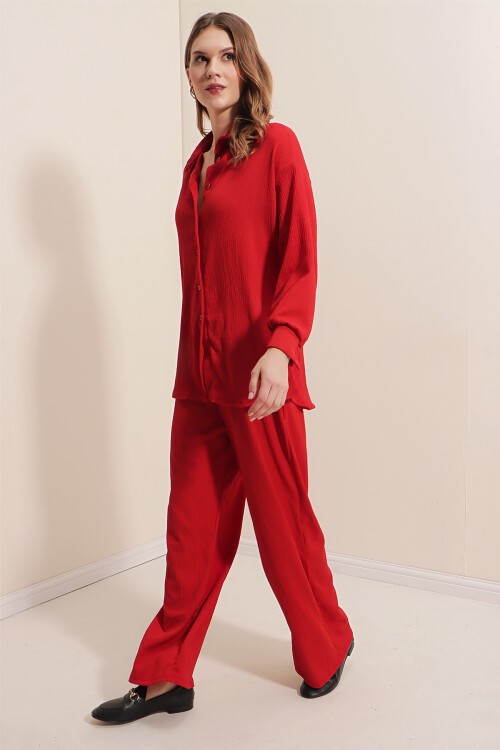 Merterium 5858 Örme İkili Takım - Kırmızı