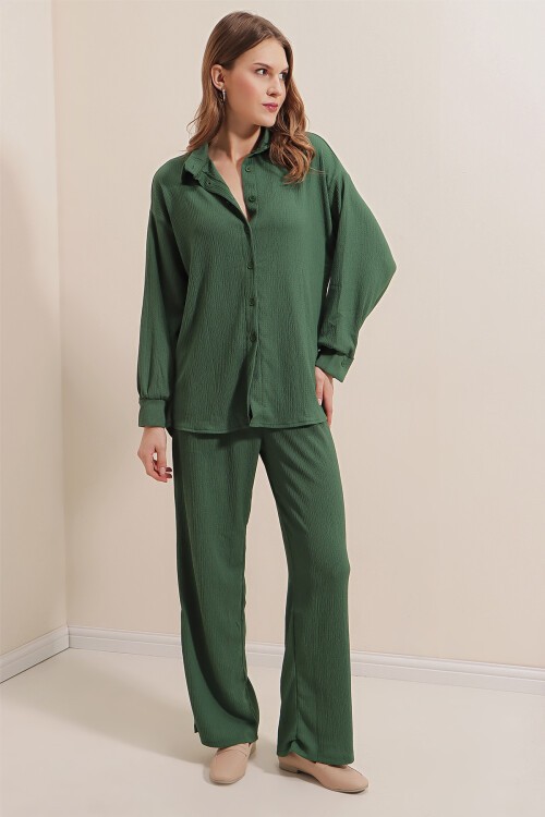 Merterium 5858 Örme İkili Takım - Zümrüt Yeşili