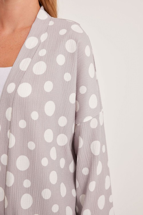 Merterium 5862 Örme Kimono - Gri