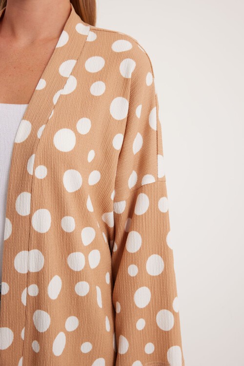 Merterium 5862 Örme Kimono - K. Bej