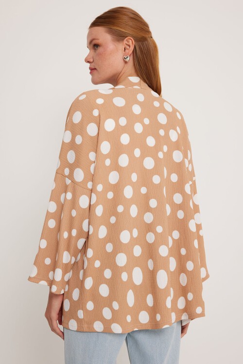 Merterium 5862 Örme Kimono - K. Bej