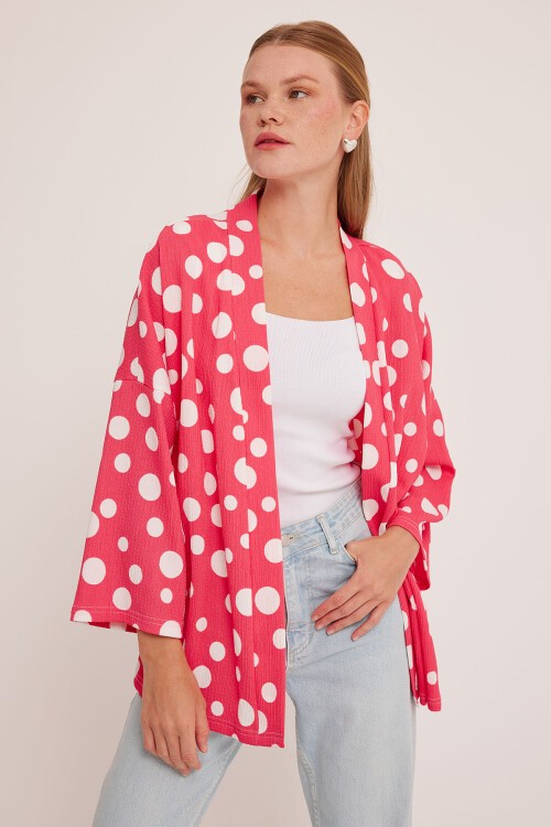 Merterium 5862 Örme Kimono - Nar