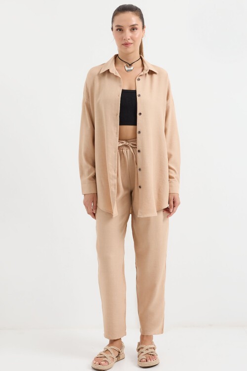 Merterium 6622 Keten İkili Takım - Bisküvi