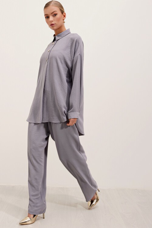 Merterium 6631 Oversize Alt-Üst Takım - Gri