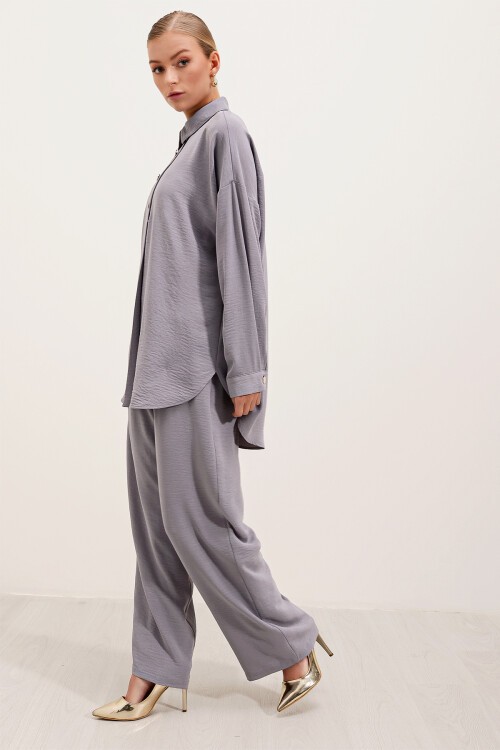 Merterium 6631 Oversize Alt-Üst Takım - Gri