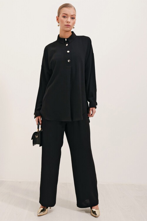 Merterium 6631 Oversize Alt-Üst Takım - Siyah