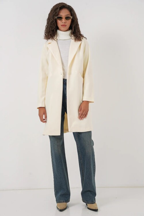 Merterium 9085 Kaşe Kaban - Krem