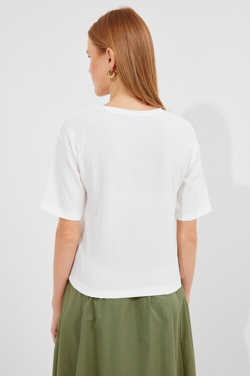 Merterium 911 Baskılı Örme Basic Tişört - Yeşil