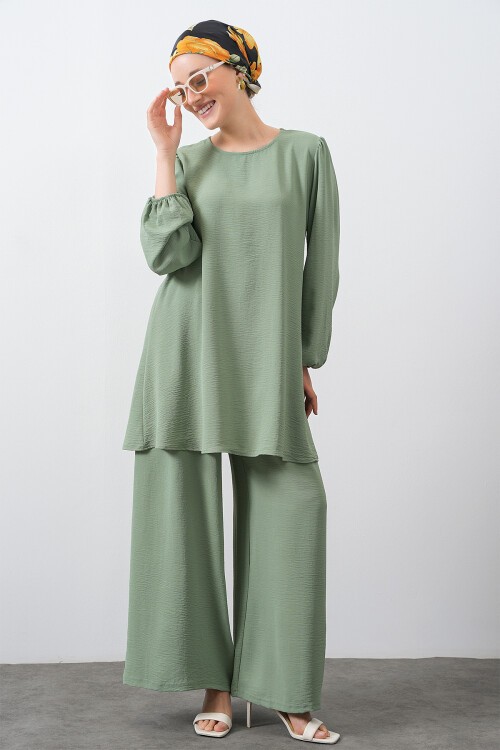 Merterium Kadın Ayrobin Tunik Pantolon Alt Üst Takım - Çağla