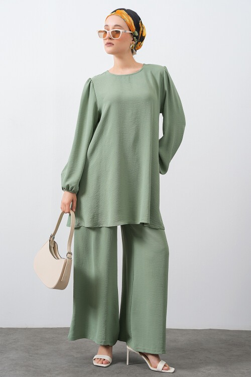 Merterium Kadın Ayrobin Tunik Pantolon Alt Üst Takım - Çağla