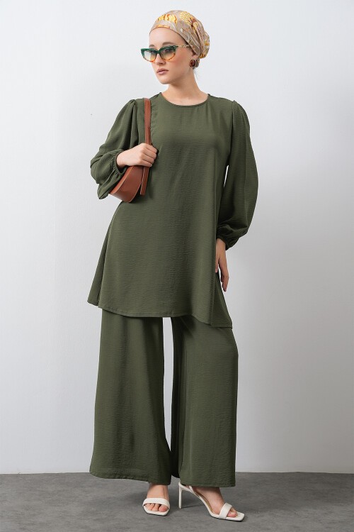 Merterium Kadın Ayrobin Tunik Pantolon Alt Üst Takım - Haki