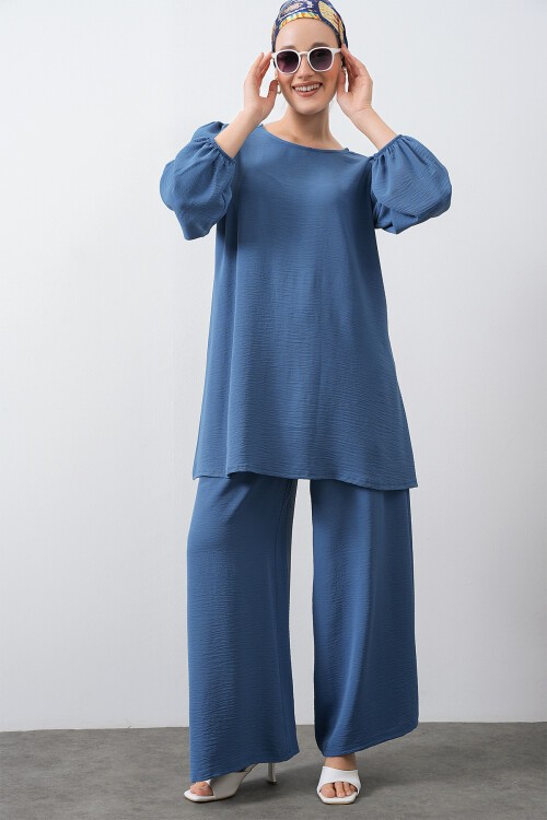 Merterium Kadın Ayrobin Tunik Pantolon Alt Üst Takım - İndigo