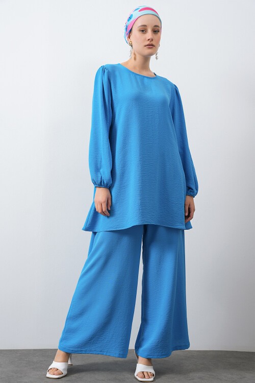 Merterium Kadın Ayrobin Tunik Pantolon Alt Üst Takım - Mavi