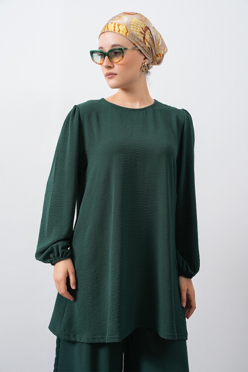 Merterium Kadın Ayrobin Tunik Pantolon Alt Üst Takım - Zümrüt Yeşili