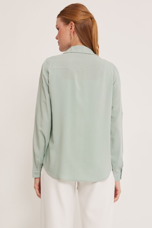 Merterium Kadın Çağla Yeşili Viskon Gömlek 20237