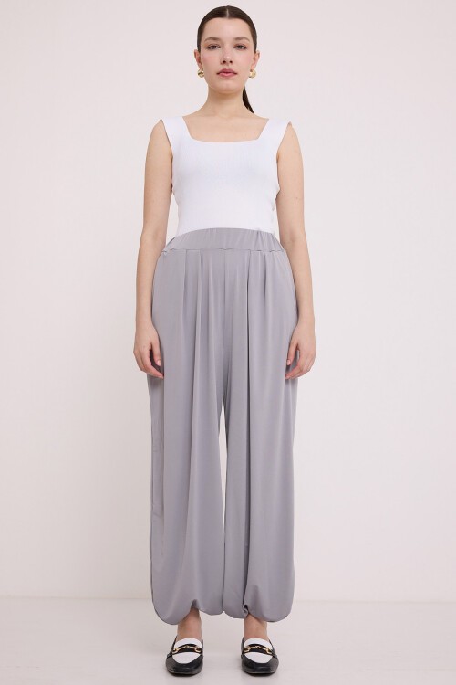 Merterium Kadın Gri Şalvar Pantolon 6659