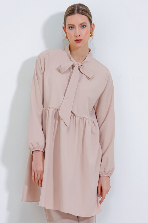 Merterium Kadın Krem Örme Pantolon Tunik Alt Üst Takım 6654