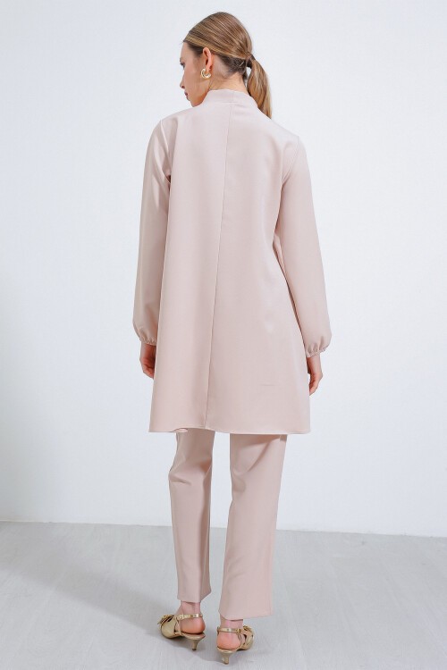 Merterium Kadın Krem Örme Pantolon Tunik Alt Üst Takım 6654