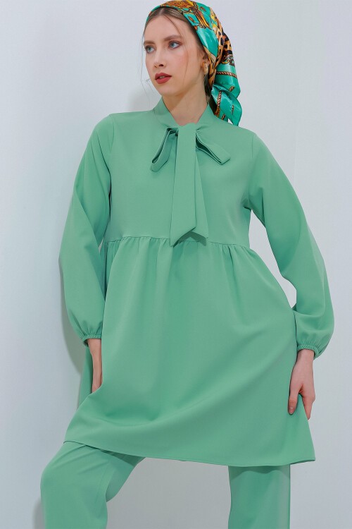 Merterium Kadın Mint Örme Pantolon Tunik Alt Üst Takım 6654