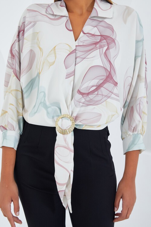 Merterium Kadın Oversize Dökümlü Crop Saten Gömlek 906 - Gül Kurusu