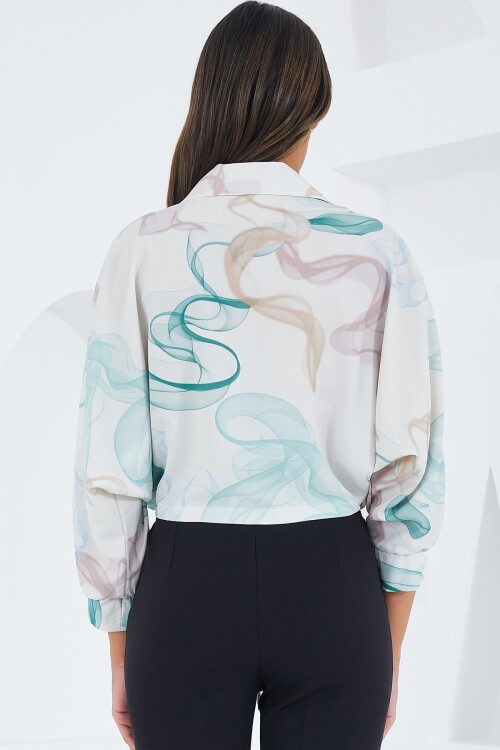 Merterium Kadın Oversize Dökümlü Crop Saten Gömlek 906 - Mint