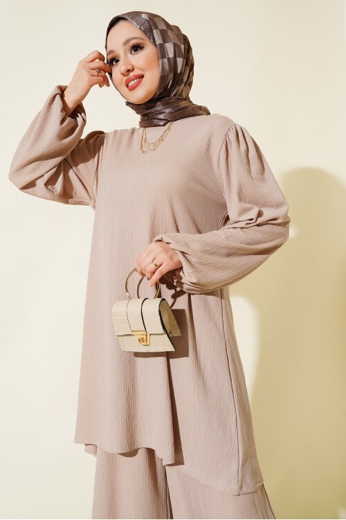 Merterium Kadın Taş Tunik Pantolon Alt Üst Takım 6663