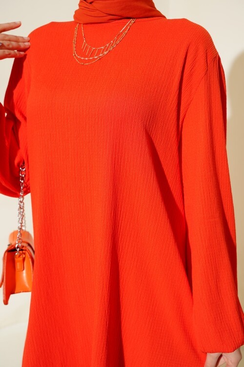 Merterium Kadın Turuncu Tunik Pantolon Alt Üst Takım 6663