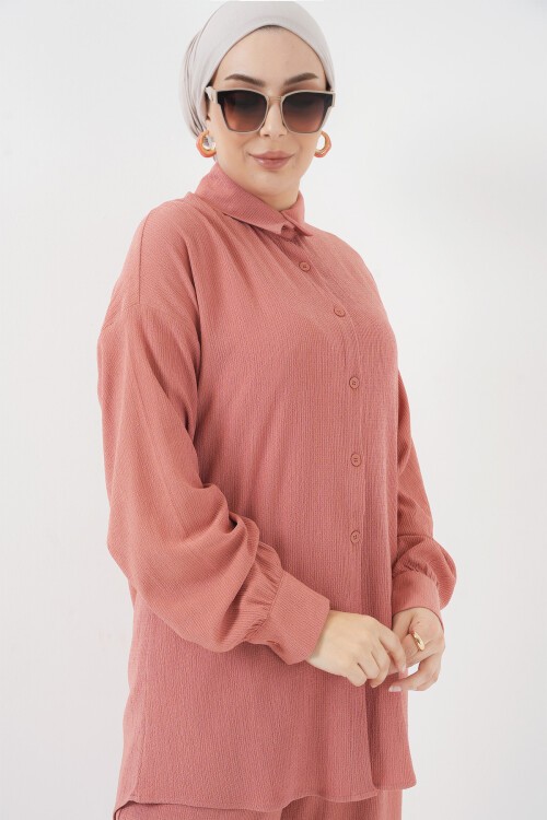 Merterium T5858 Örme Tesettür İkili Takım - Gül Kurusu