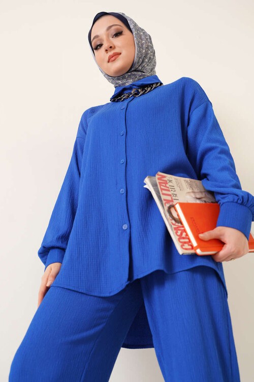 Merterium T5858 Örme Tesettür İkili Takım - Saks