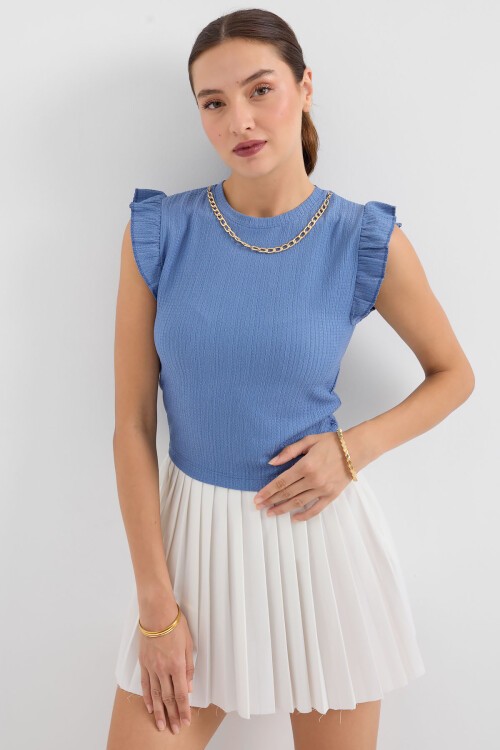 Merterium 0430 Örme Bluz - İndigo